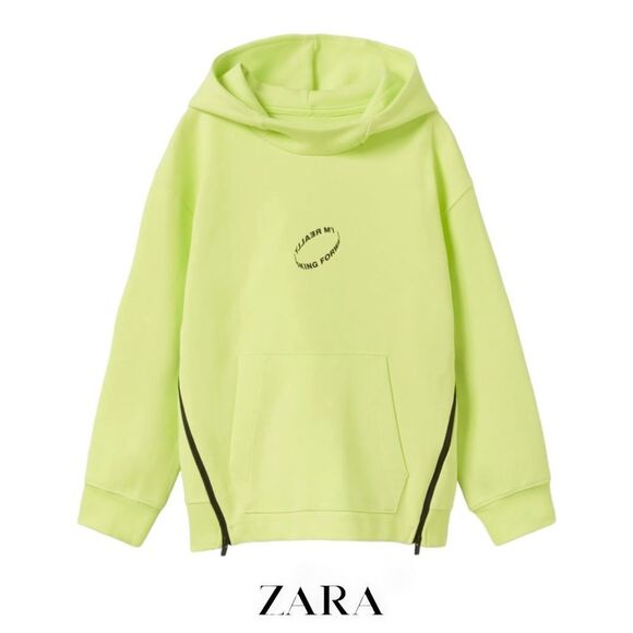 ZARA Kids | Bright Yellow | ATHLETIC SWEATSHIRT WITH ZIPPERS - Picture 1 of 4